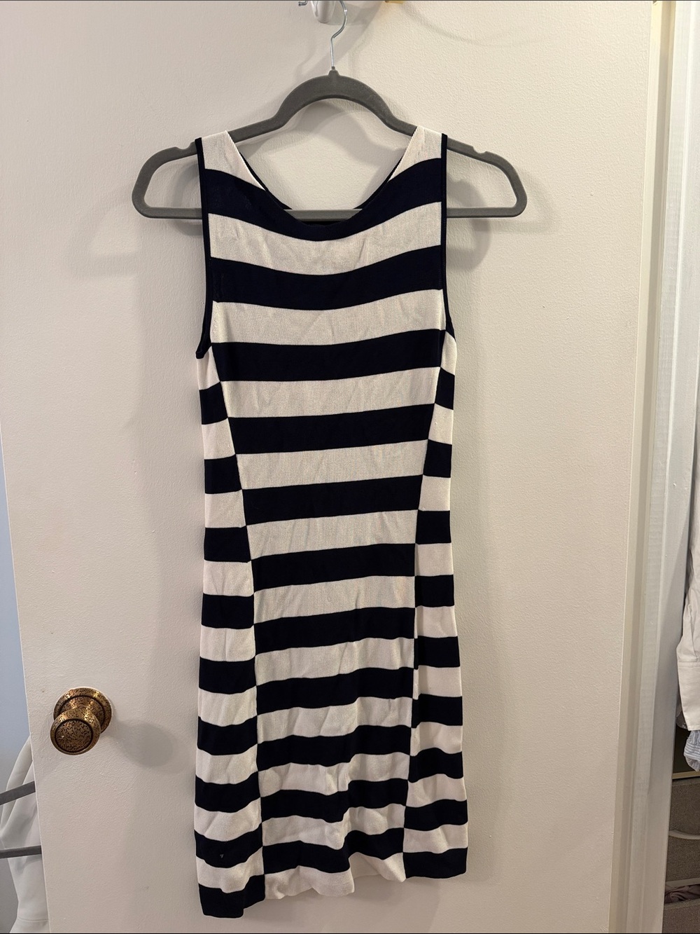 Theory Navy blue and White Striped Sleeveless Dress